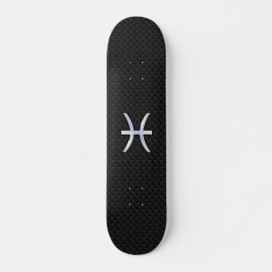 Pisces Zodiac Symbol auf Black Snake Skin Style Skateboard
