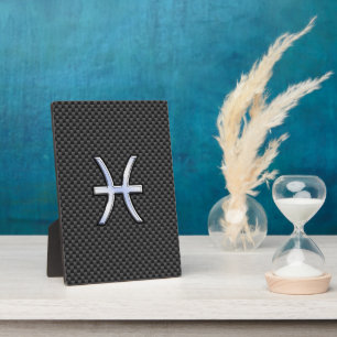 Pisces Zodiac Symbol auf Carbon Fibre Print Fotoplatte