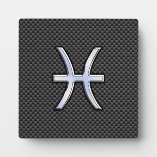 Pisces Zodiac Symbol auf Carbon Fibre Print Fotoplatte