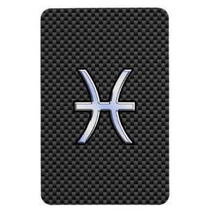 Pisces Zodiac Symbol auf Carbon Fibre Print Magnet