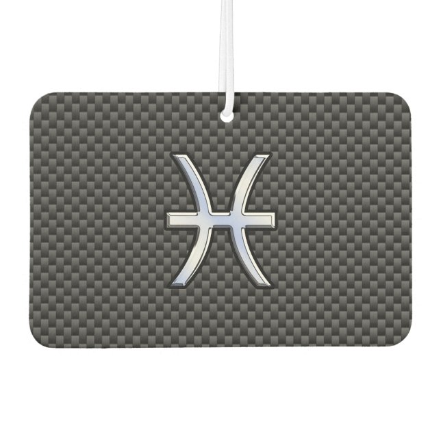 Pisces Zodiac Symbol auf Carbon Fibre Style Autolufterfrischer (Vorderseite)