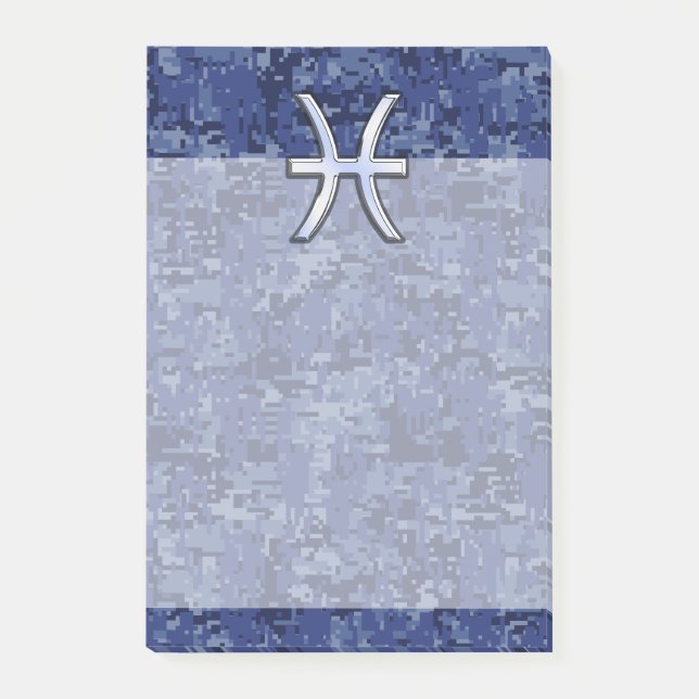 Pisces Zodiac-Symbol auf der Navy Blue Digital-Cam Post-it Klebezettel (Vorderseite)