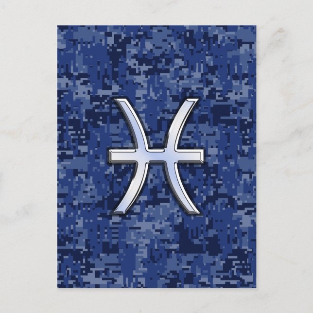 Pisces Zodiac-Symbol auf der Navy Blue Digital-Cam Postkarte (Vorderseite)