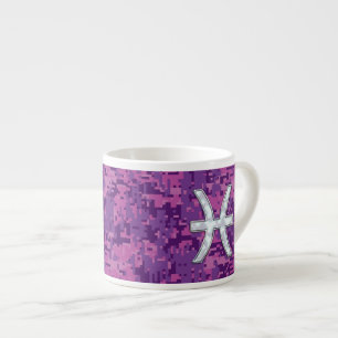 Pisces Zodiac Symbol auf Fuchsia Pink Digitale Cam Espressotasse
