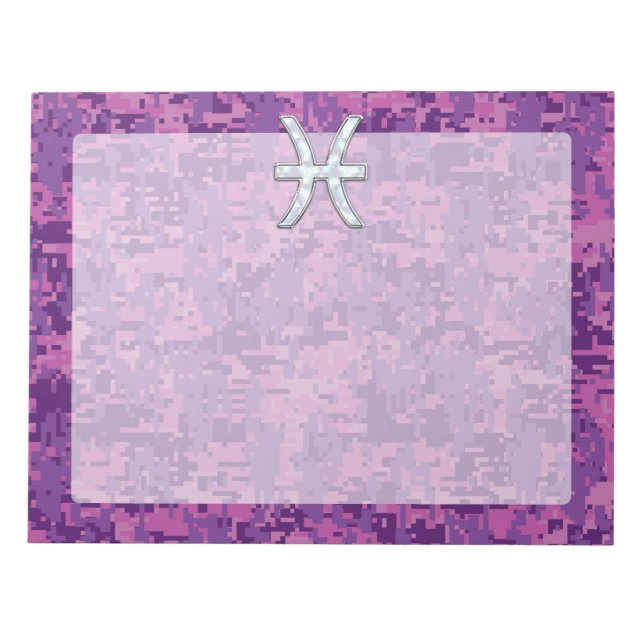 Pisces Zodiac Symbol auf Fuchsia Pink Digitale Cam Notizblock (Vorderseite)