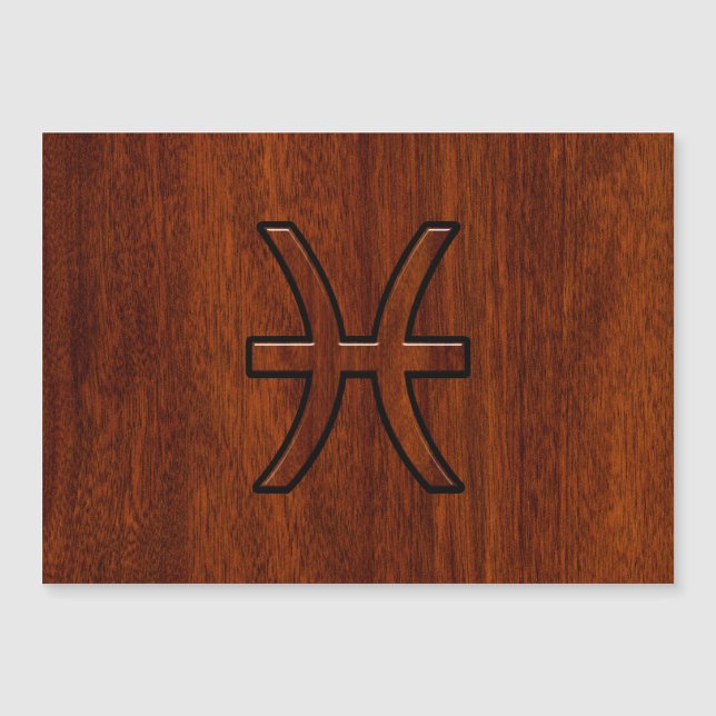 Pisces Zodiac Symbol Brown Mahogany Style Magnetkarte (Vorderseite)