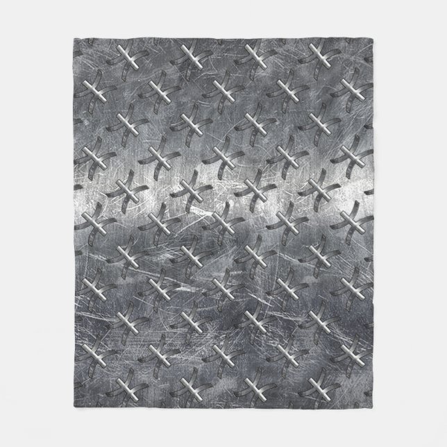 Pisces Zodiac Symbol in Grunge Steel Print Fleecedecke (Vorderseite)