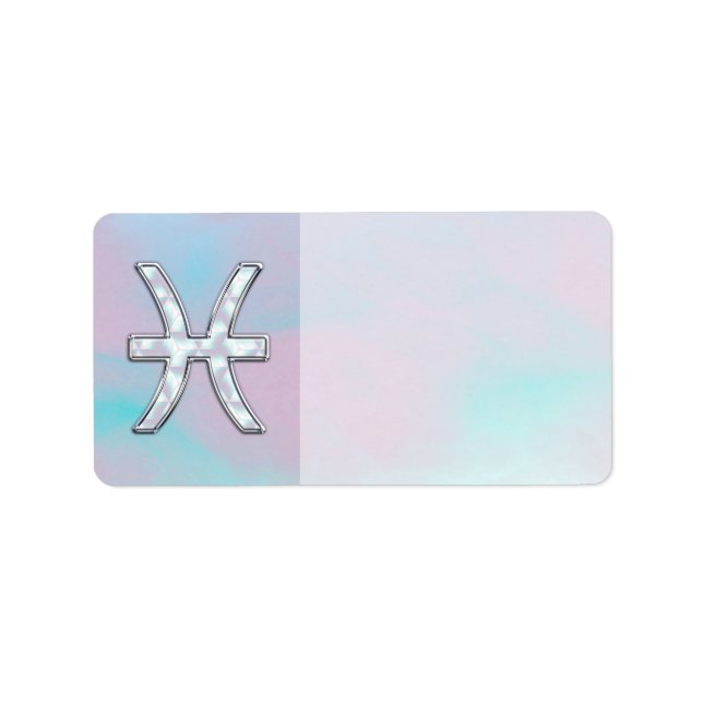 Pisces Zodiac Symbol Mother of Pearl Style Adressaufkleber (Vorne)