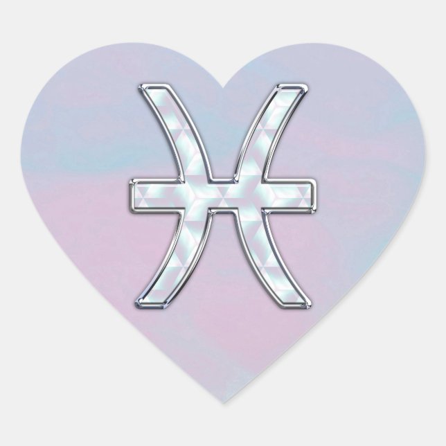 Pisces Zodiac Symbol Mutter der Perldekoration Herz-Aufkleber (Vorderseite)