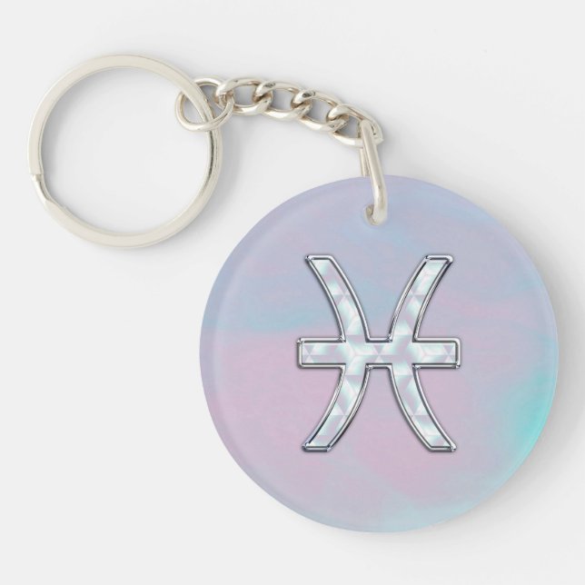 Pisces Zodiac Symbol Mutter der Perldekoration Schlüsselanhänger (Vorderseite)