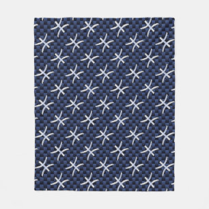 Pisces Zodiac Symbol Navy Blue Carbon Fibre Print Fleecedecke