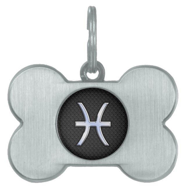 Pisces Zodiac Symbol on Black Snake Skin Decor Tiermarke (Vorderseite)