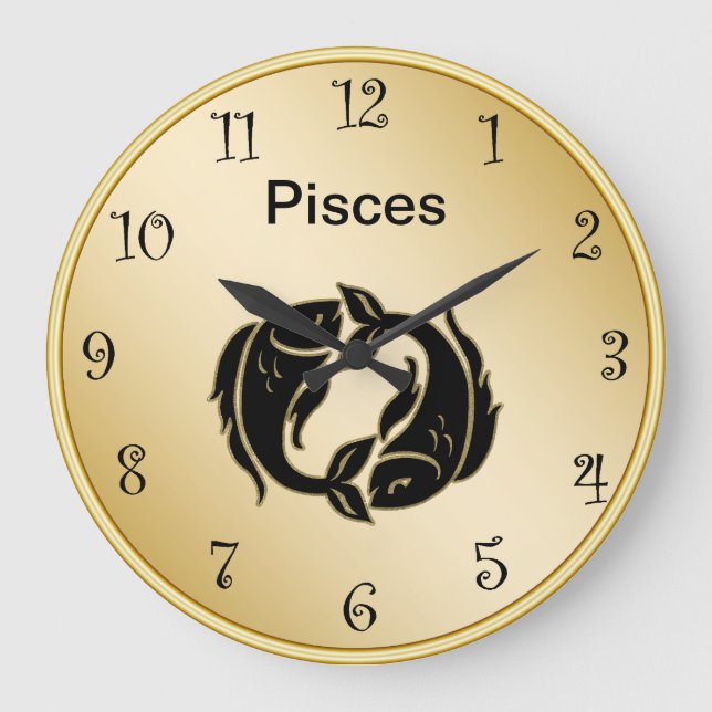 Pisces Zodiac Wall Große Wanduhr (Vorderseite)