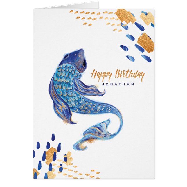 Pisces Zodiac Watercolor Artistry Card (Vorne)