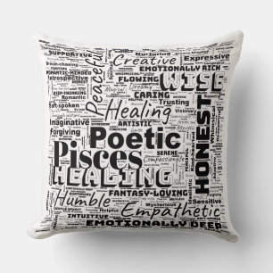 Pisces Zodiac Word Cloud Inspiration Kissen