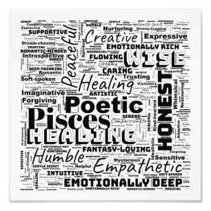 Pisces Zodiac Word Cloud Inspiration (S-M) Fotodruck