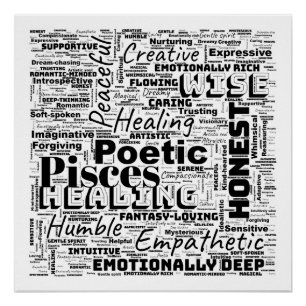 Pisces Zodiac Word Cloud Inspiration Square (L) Poster