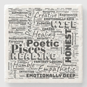 Pisces Zodiac Word Cloud Inspiration Steinuntersetzer