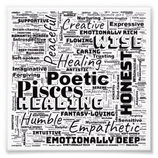 Pisces Zodiac Word Cloud Inspirational Photo  Fotodruck