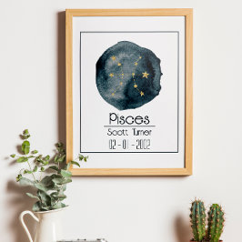 Pisces Zodiac Zeichen: Individuelle Name & Geburts Poster