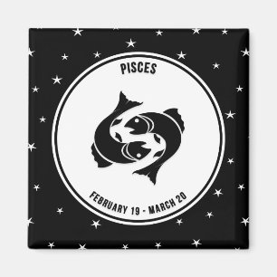Pisces Zodiac Zeichen, Schwarz & Weiß Magnet