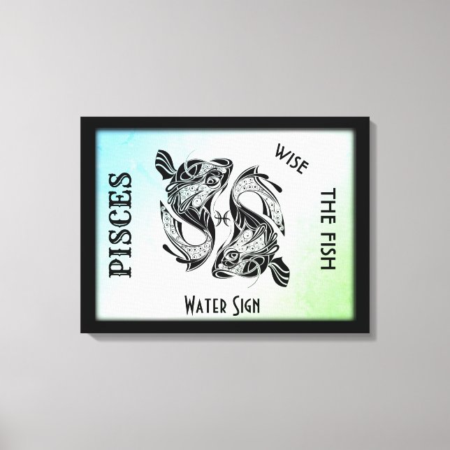 Pisces Zodiac Zeichen und Symbol Wrapped Canvas Leinwanddruck (Vorderseite)