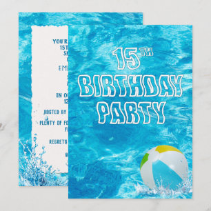 Piscine 15e anniversaire Invitation de fête