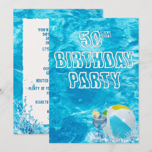 Piscine 50e anniversaire Invitation de fête