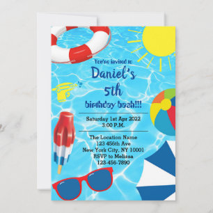 Piscine Bassin Anniversaire Fête Invitation