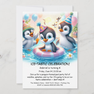 Piscine de pingouin fête d'anniversaire Invitation