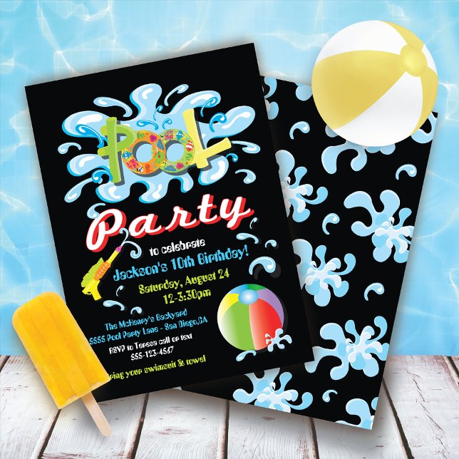 Piscine d'eau fêter les invitations d'anniversaire (Créateur téléchargé)