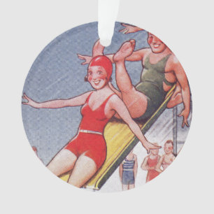 Piscine Fête Nage Vintage Été