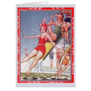 Piscine Fête Nage Vintage Été