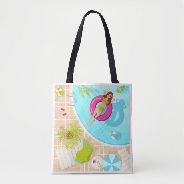 Piscine fille en bikini sac fourre-tout de plage d (Devant)