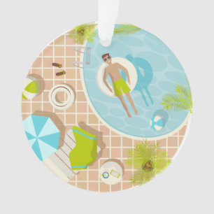 Piscine mec sur la plage tropicale estivale vacanc