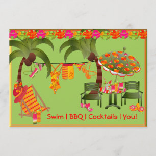 Piscine pour adultes BBQ Cocktails Invitation