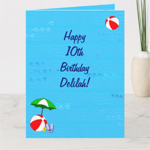 Piscine Thème Carte d'anniversaire pour Delilah