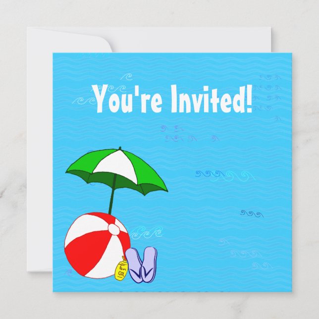 Piscine Thème Personnalisé Invitations (Devant)