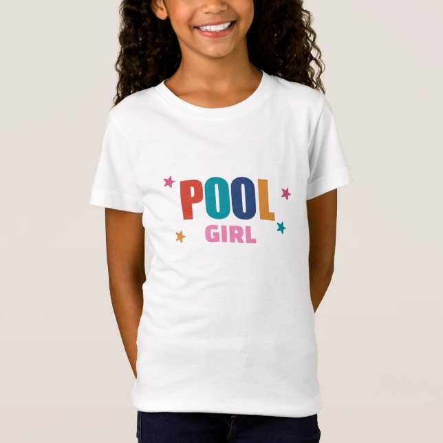 Piscine typographie été blanc fille T-shirt (Devant)