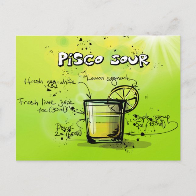 Pisco Sour Drink - Cocktail-Geschenk Postkarte (Vorderseite)