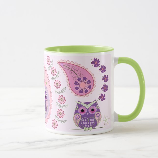 Pisley, Blume, Eulen und Schmetterlinge Tasse (Rechts)