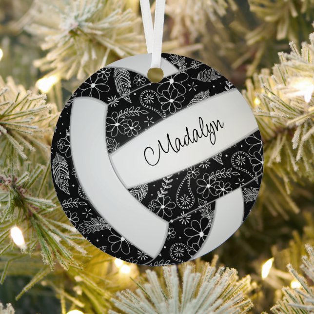 Pislies Federn Blumenvolleyball Schwarz-weiß Ornament Aus Metall (InSitu)