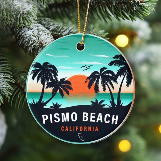 Pismo Beach California Retro Sunset Souvenirs 80er Keramik Ornament (Von Creator hochgeladen)