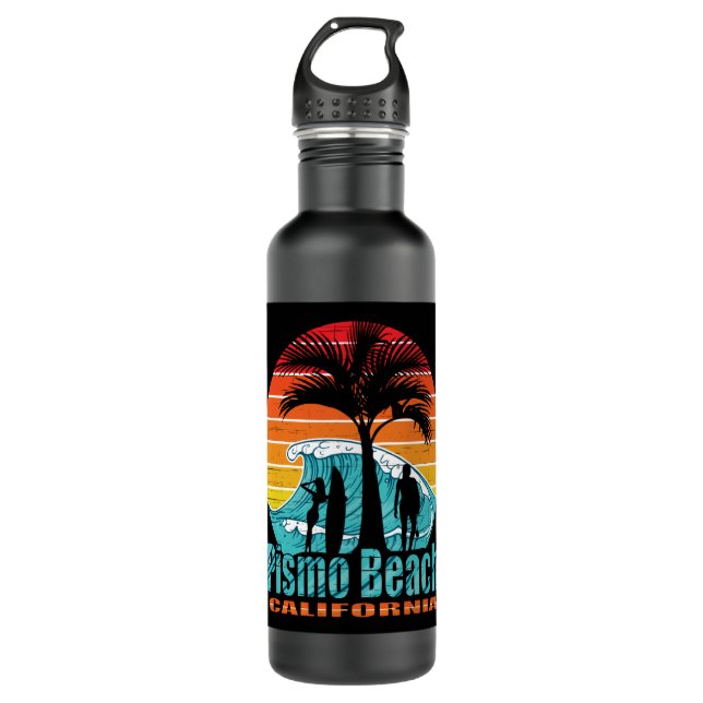 Pismo Beach California Surfer Edelstahlflasche (Vorderseite)