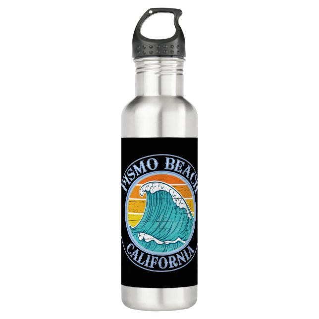 Pismo Beach California Surfer T - Shirt Edelstahlflasche (Vorderseite)