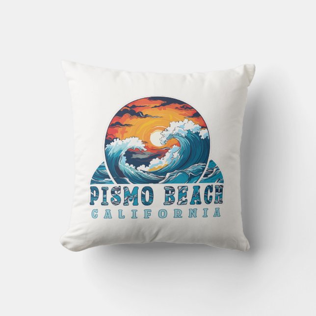 Pismo Beach California Surfer T - Shirt Kissen (Vorderseite)