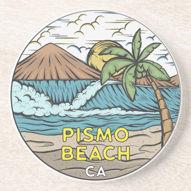 Pismo Beach California Vintag  Getränkeuntersetzer (Vorne)