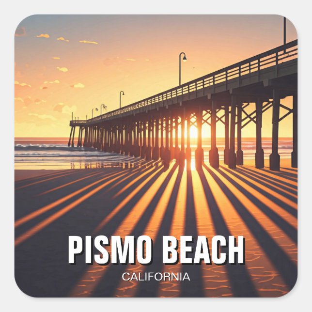 Pismo Beach Pier California Quadratischer Aufkleber (Vorderseite)