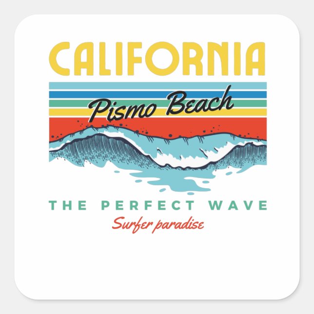 Pismo Beach Quadratischer Aufkleber (Vorderseite)