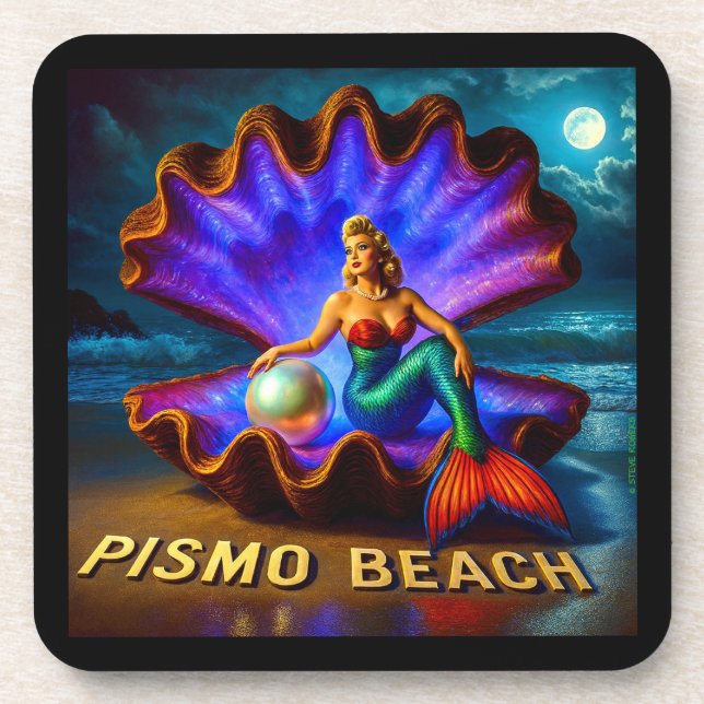 PISMO STRAND MERMAID. SERIE 1 NUMMER 5. GETRÄNKEUNTERSETZER (Vorderseite)